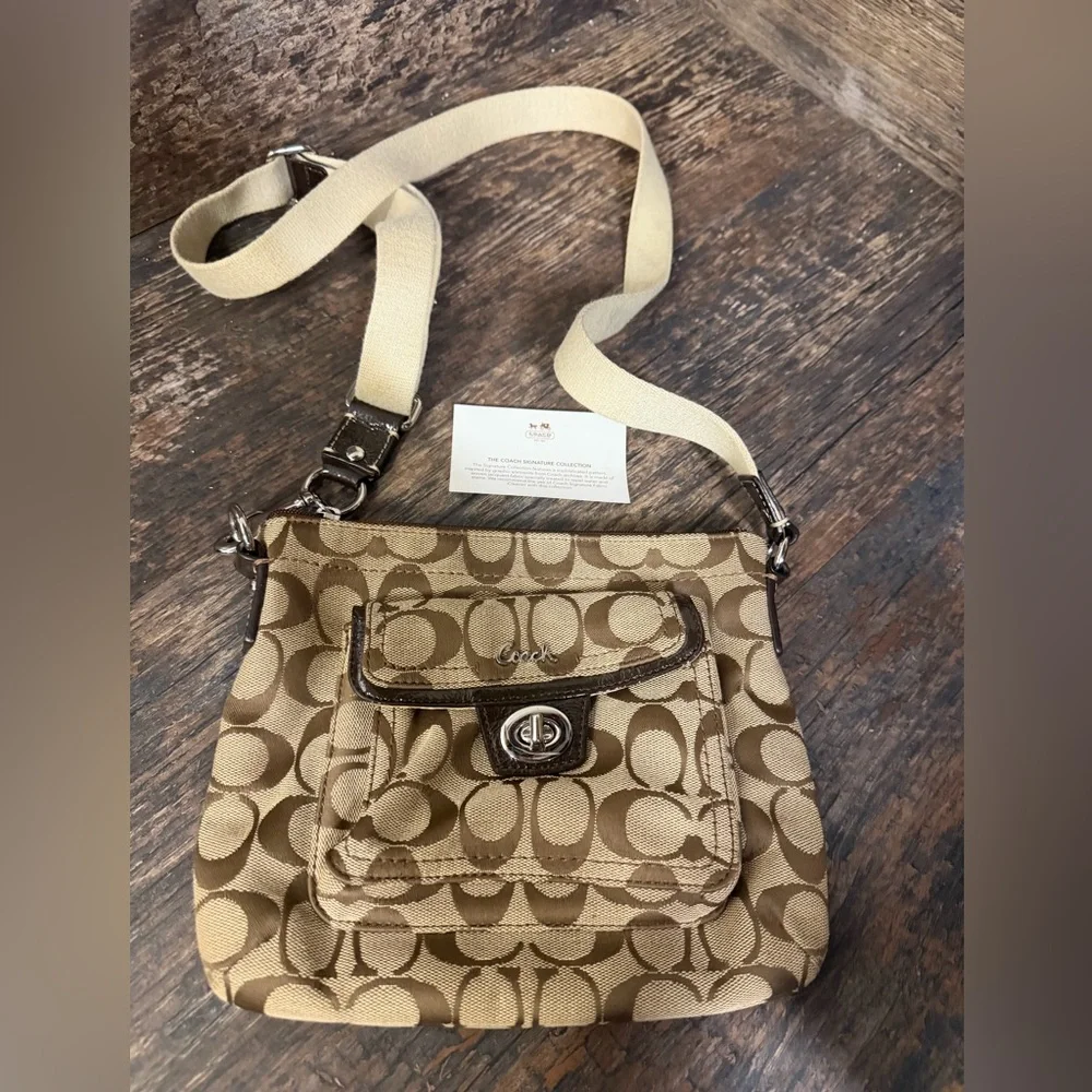 Coach Beige and Brown Crossbody Bag Purse - Picture 1 of 8